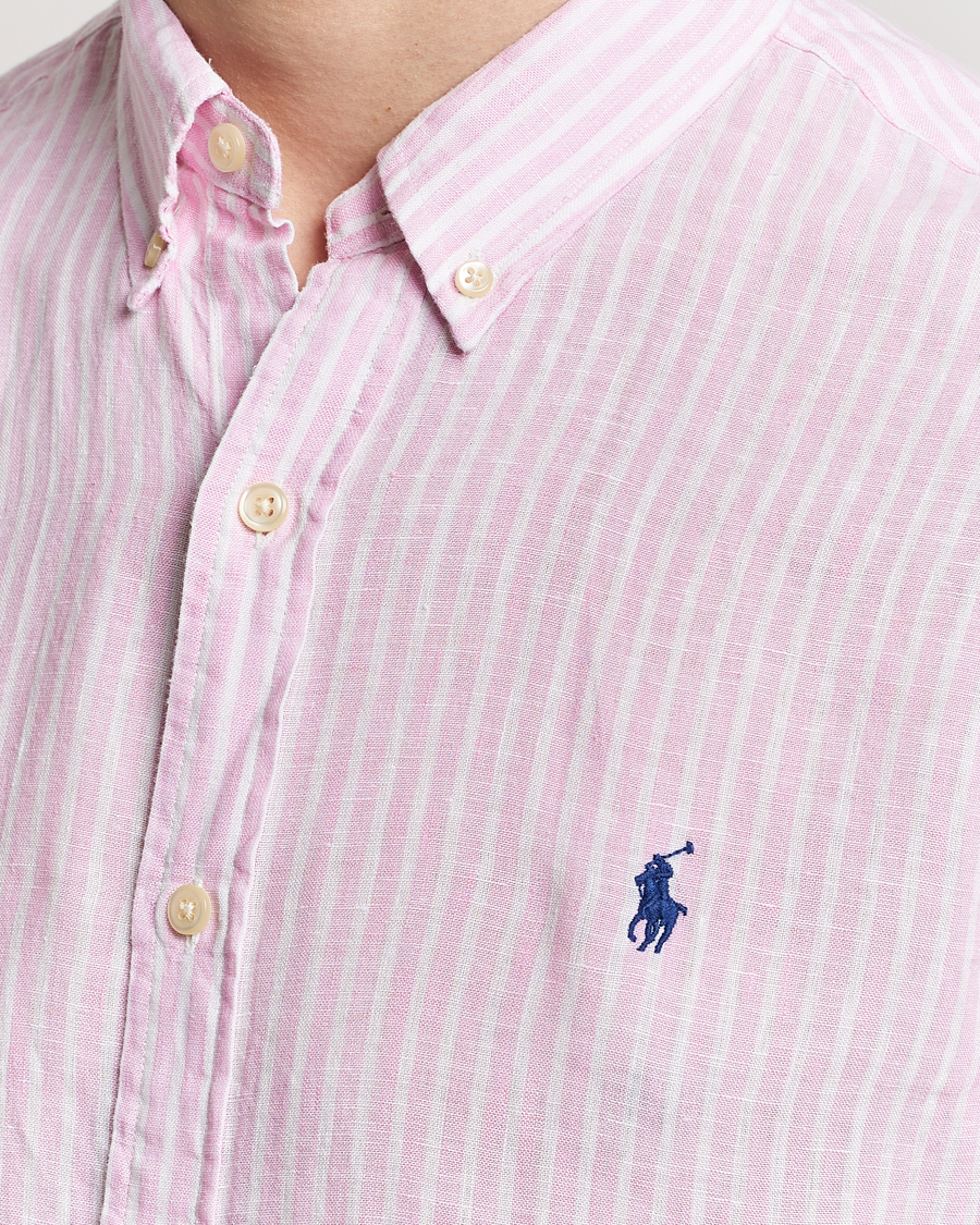 Herr | Skjortor | Polo Ralph Lauren | Slim Fit Striped Button Down Linen Shirt Pink/White