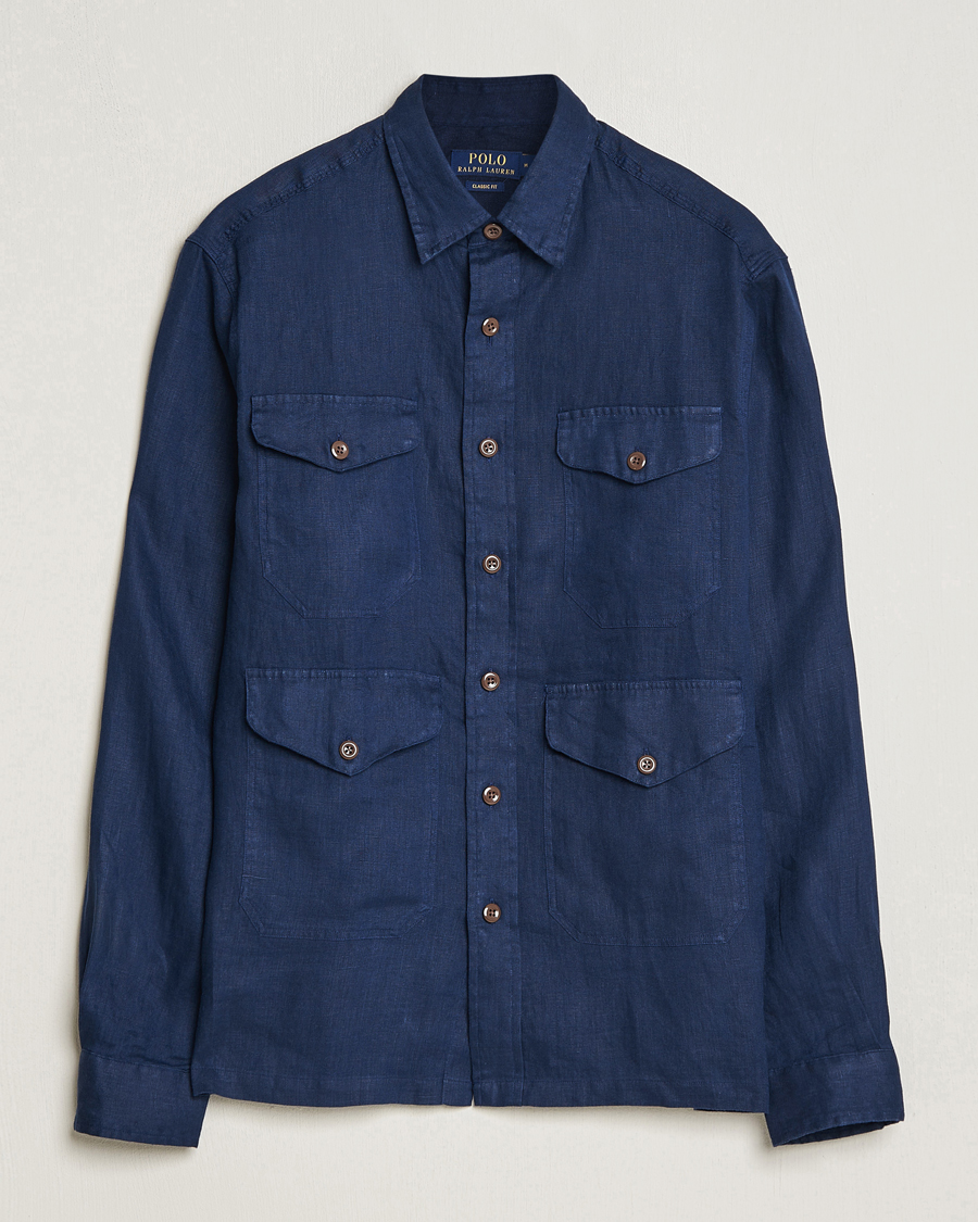 Herr | Skjortor | Polo Ralph Lauren | Linen Overshirt Newport Navy