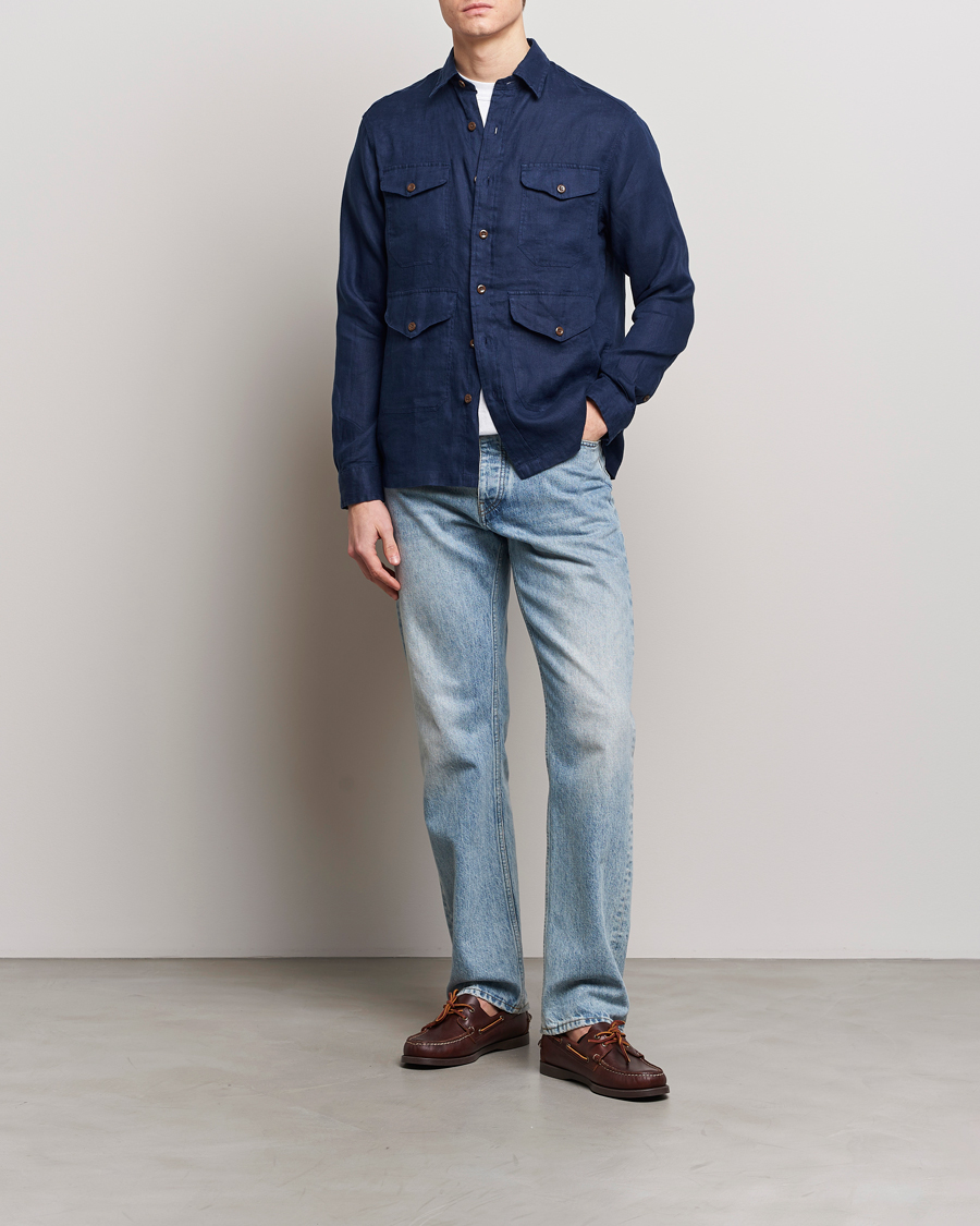 Herr | Skjortor | Polo Ralph Lauren | Linen Overshirt Newport Navy