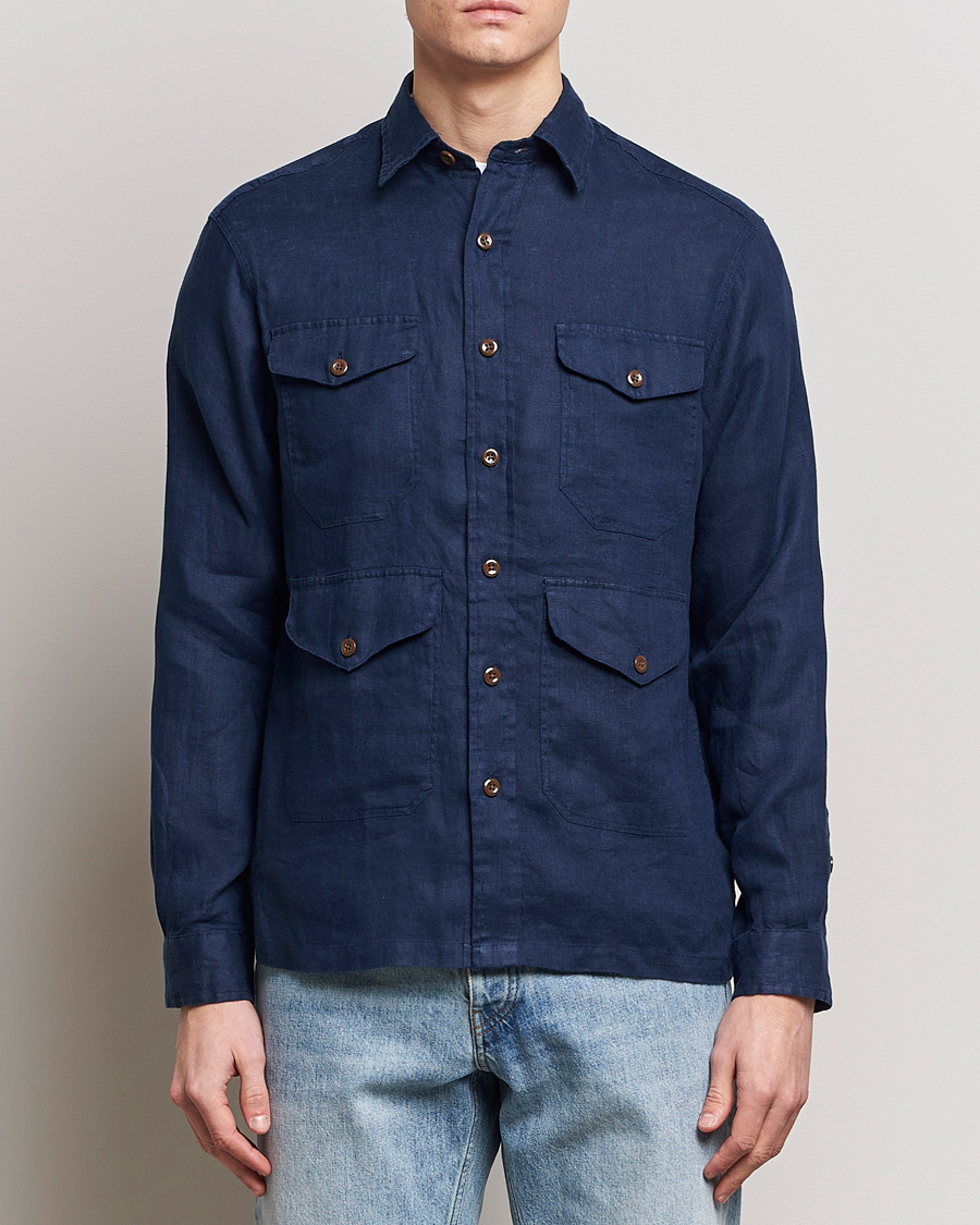 Herr | Linneavdelningen | Polo Ralph Lauren | Linen Overshirt Newport Navy