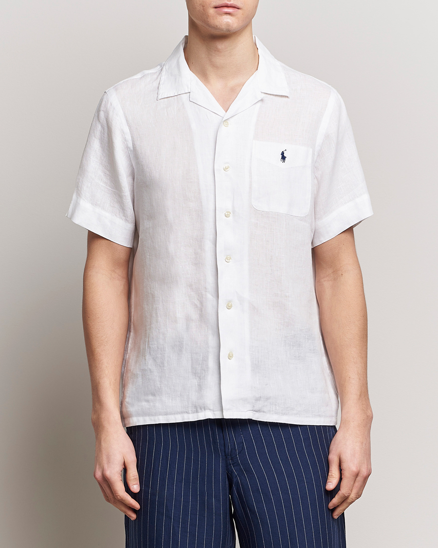 Herr | Linneavdelningen | Polo Ralph Lauren | Linen Pocket Short Sleeve Shirt White