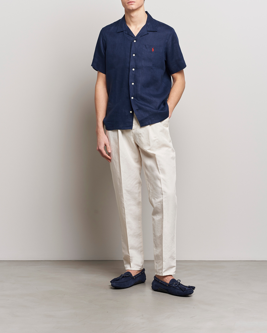 Herr | Skjortor | Polo Ralph Lauren | Linen Pocket Short Sleeve Shirt Newport Navy