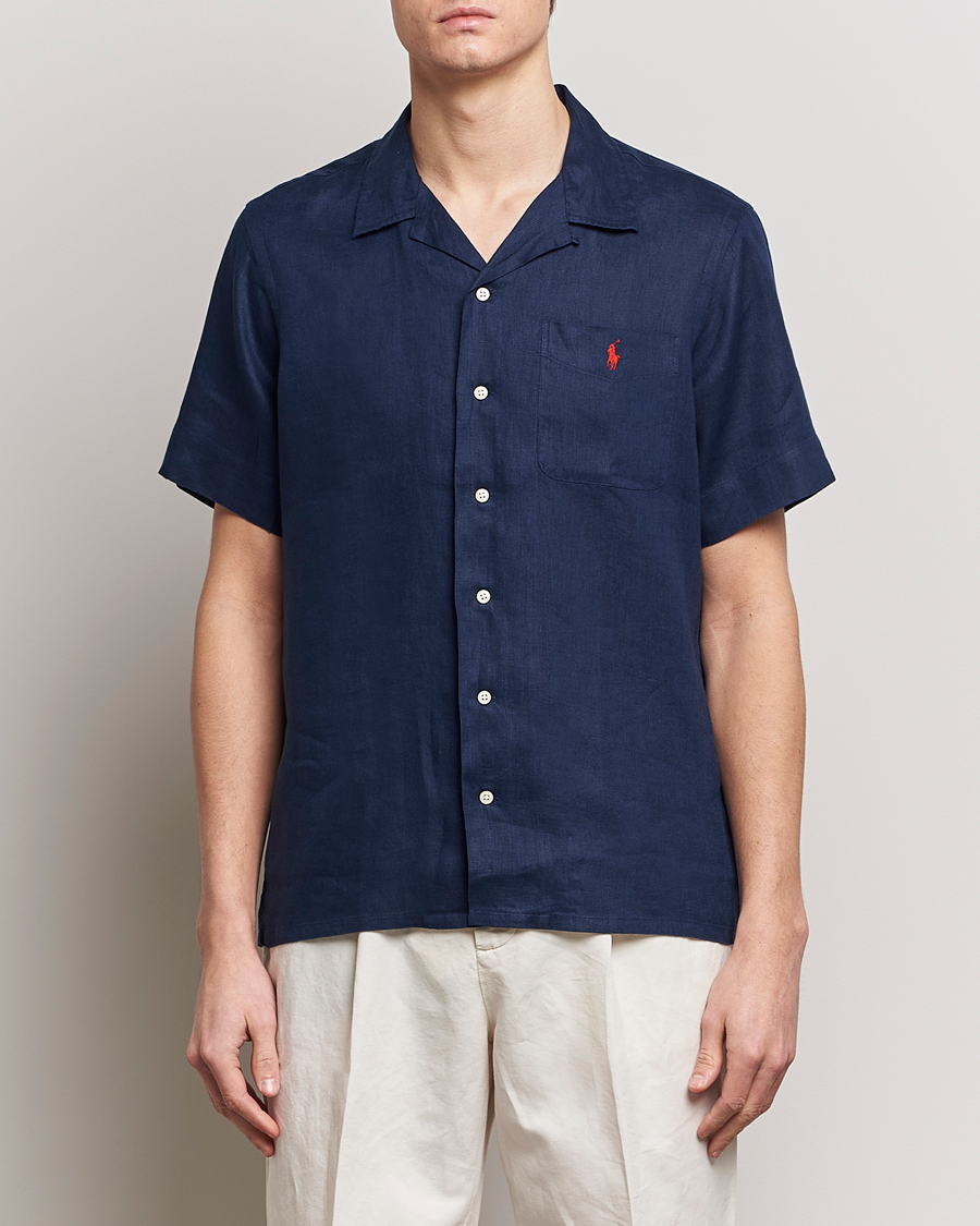 Herr | Preppy Authentic | Polo Ralph Lauren | Linen Pocket Short Sleeve Shirt Newport Navy