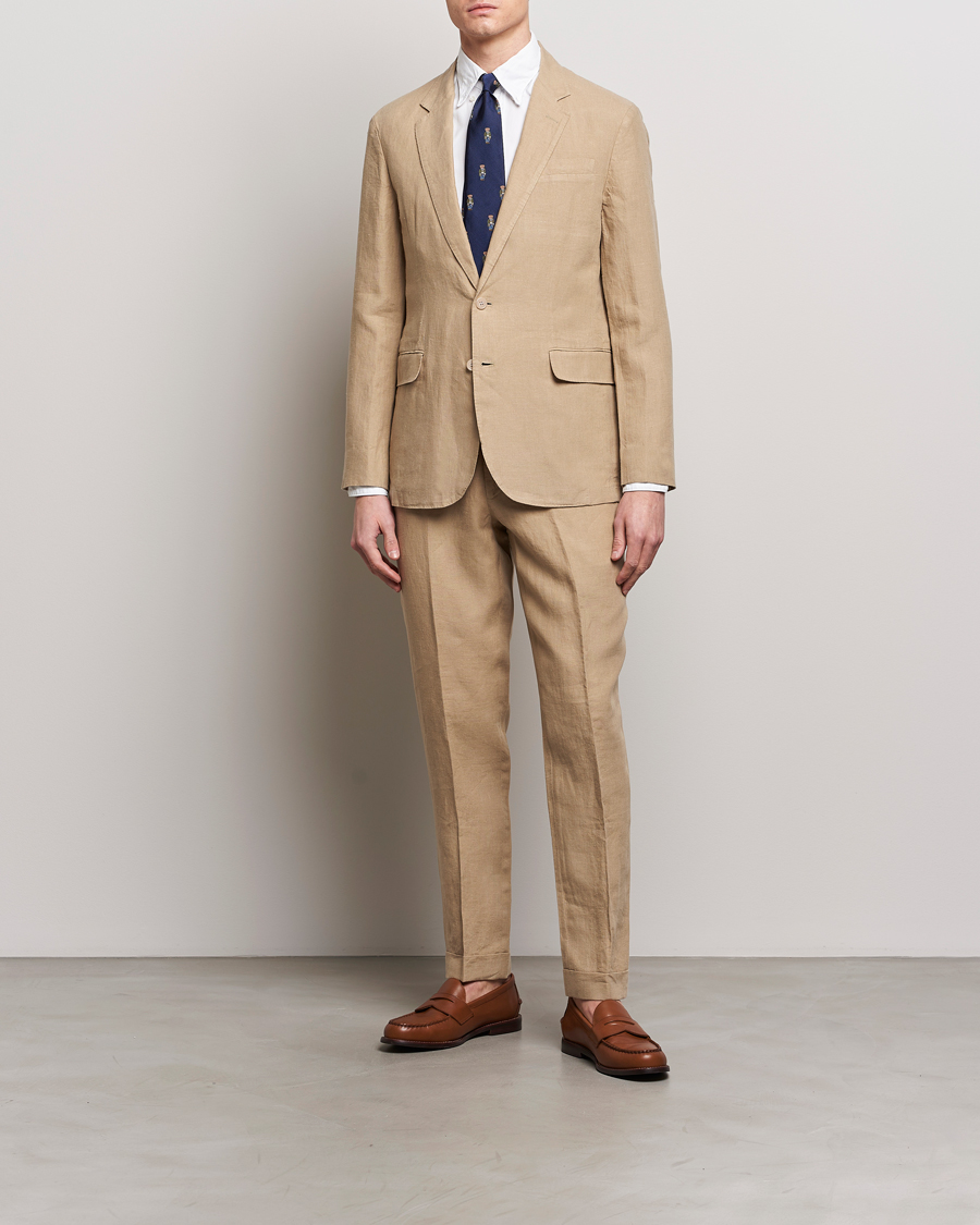 Herr | Byxor | Polo Ralph Lauren | Linen Pleated Trousers Coastal Beige