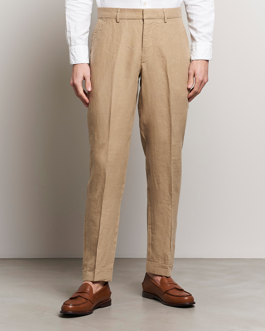 Herr | Linneavdelningen | Polo Ralph Lauren | Linen Pleated Trousers Coastal Beige