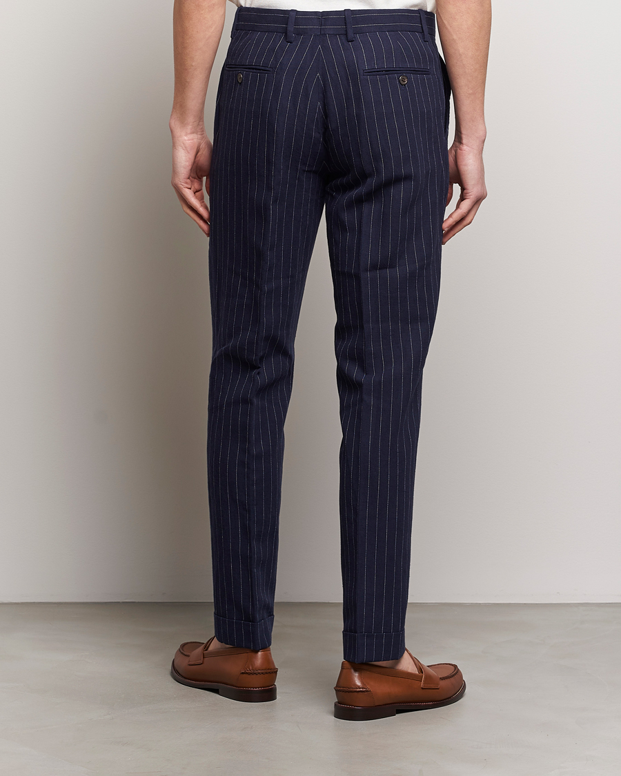 Herr | Byxor | Polo Ralph Lauren | Linen Pinstripe Trousers Navy/Cream