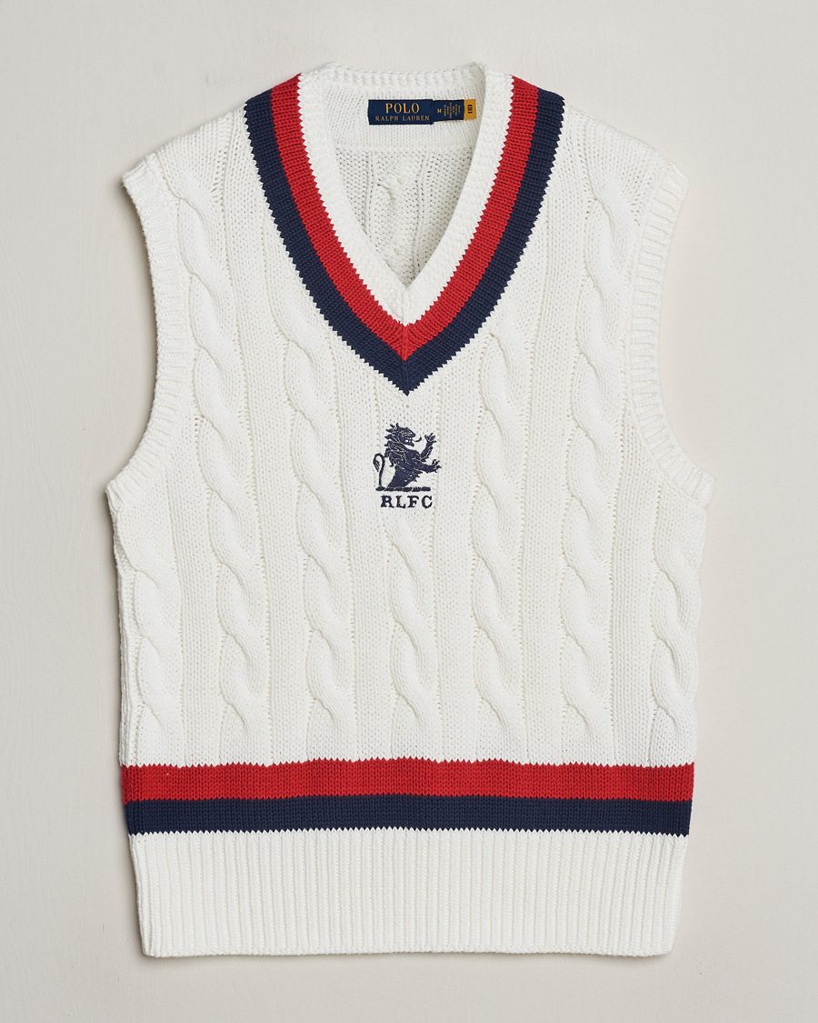 Herr | Tröjor | Polo Ralph Lauren | Cotton Knitted Cricket Vest Deckwash White