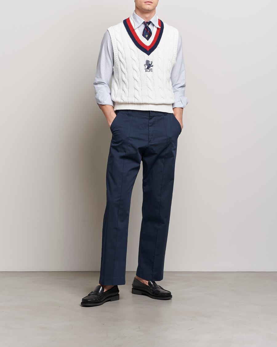 Herr | Tröjor | Polo Ralph Lauren | Cotton Knitted Cricket Vest Deckwash White