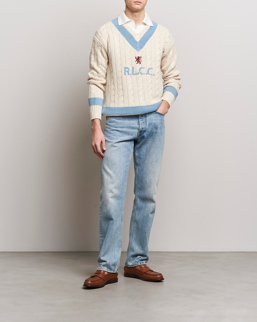 Herr | Tröjor | Polo Ralph Lauren | Cotton/Cashmere Cricket Knitted Sweater Parchment Cream