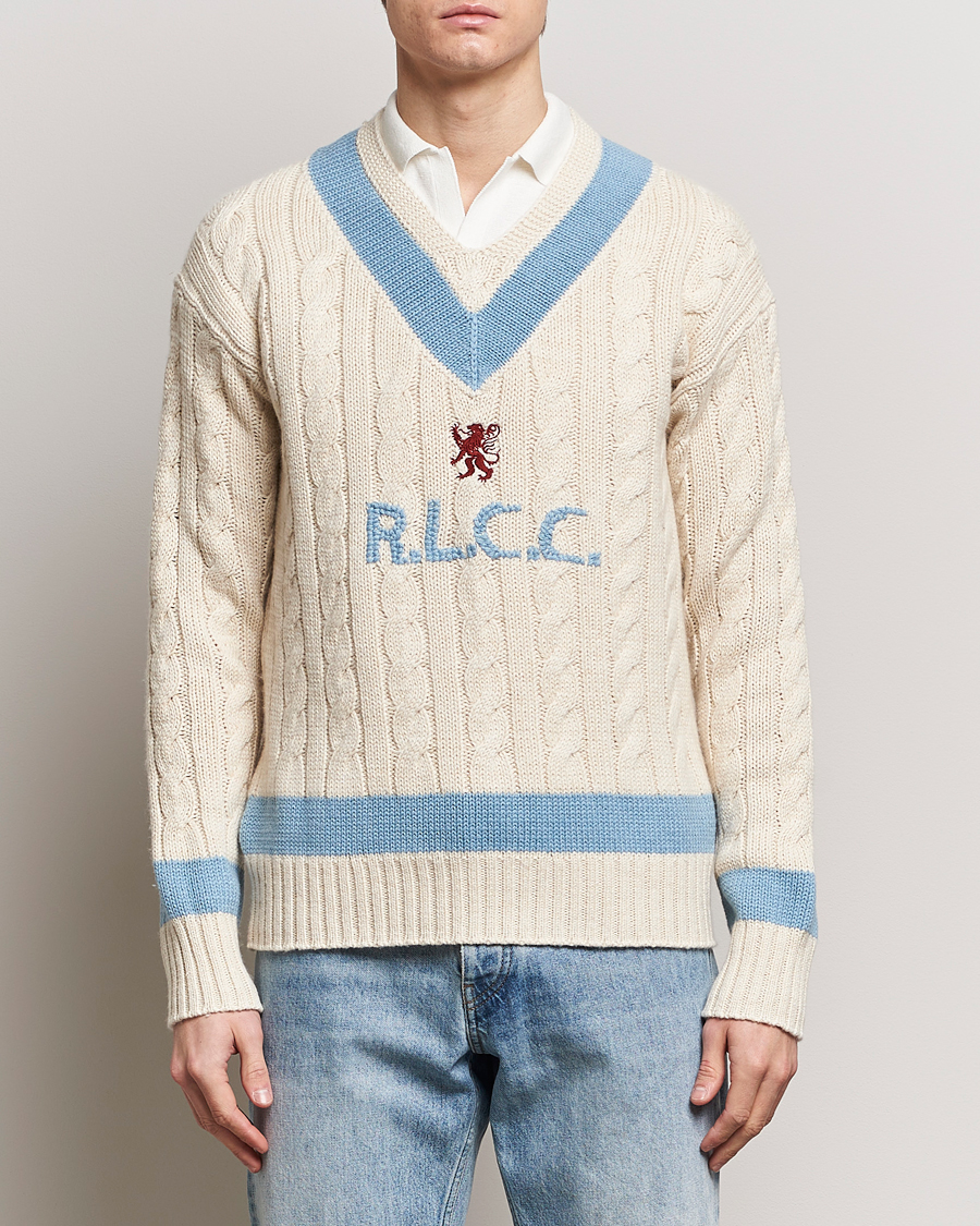 Herr | 20% rea | Polo Ralph Lauren | Cotton/Cashmere Cricket Knitted Sweater Parchment Cream