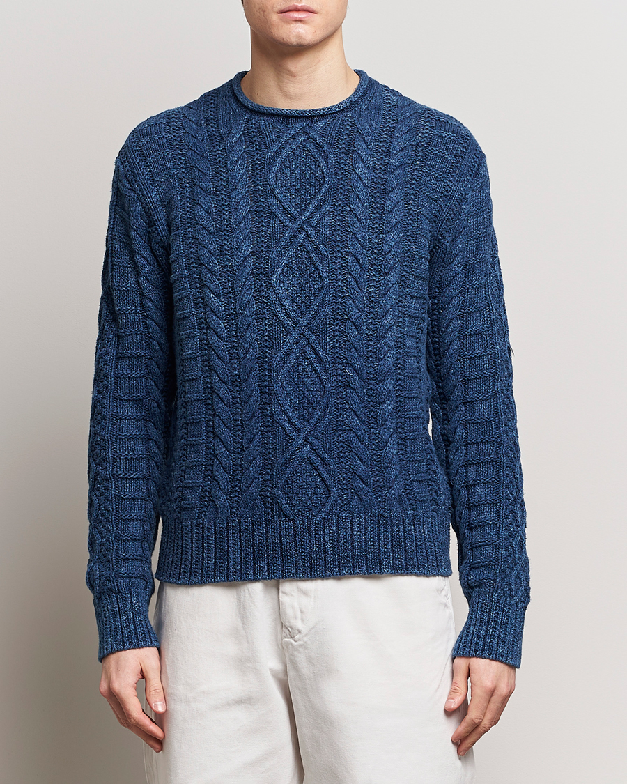 Herr | Rea kläder | Polo Ralph Lauren | Cotton Fisherman Sweater Indigo
