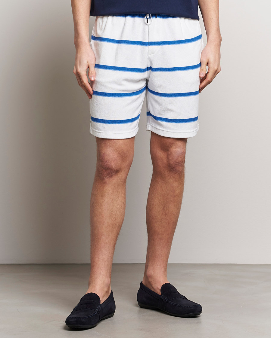 Herr | Drawstringshorts | Polo Ralph Lauren | Cotton Terry Striped Drawstring Shorts Blue/White