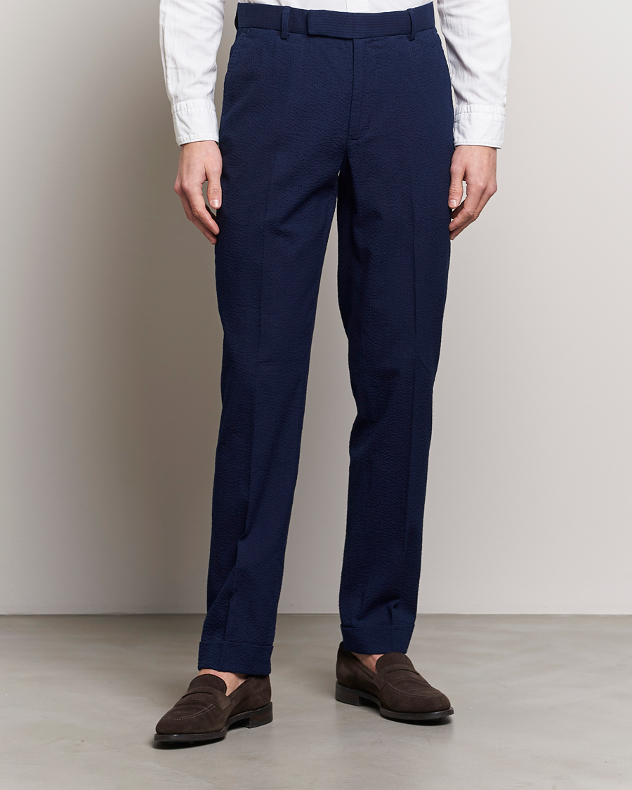 Herre | Penbukser | Polo Ralph Lauren | Pleated Seersucker Trousers Indigo