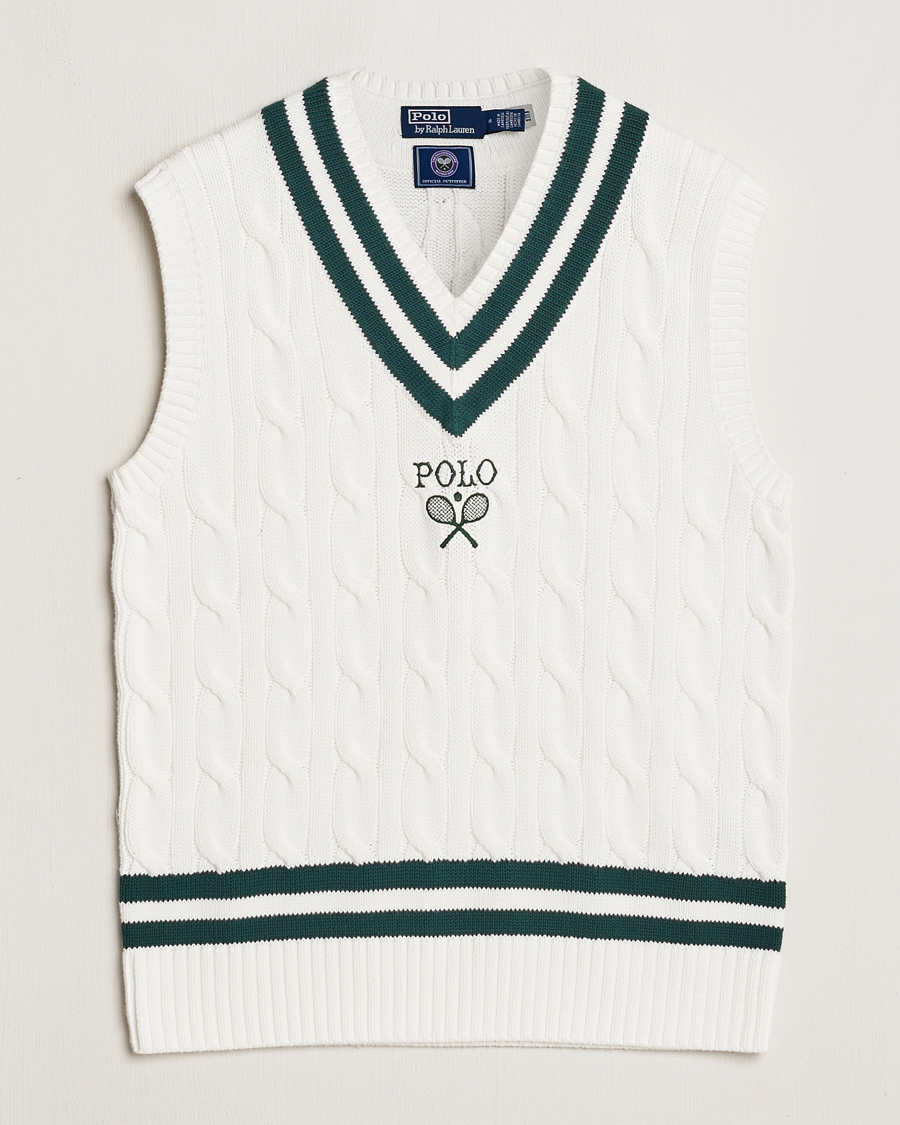 Herr | Tröjor | Polo Ralph Lauren | Wimbledon Cricket Vest White/Moss Agate