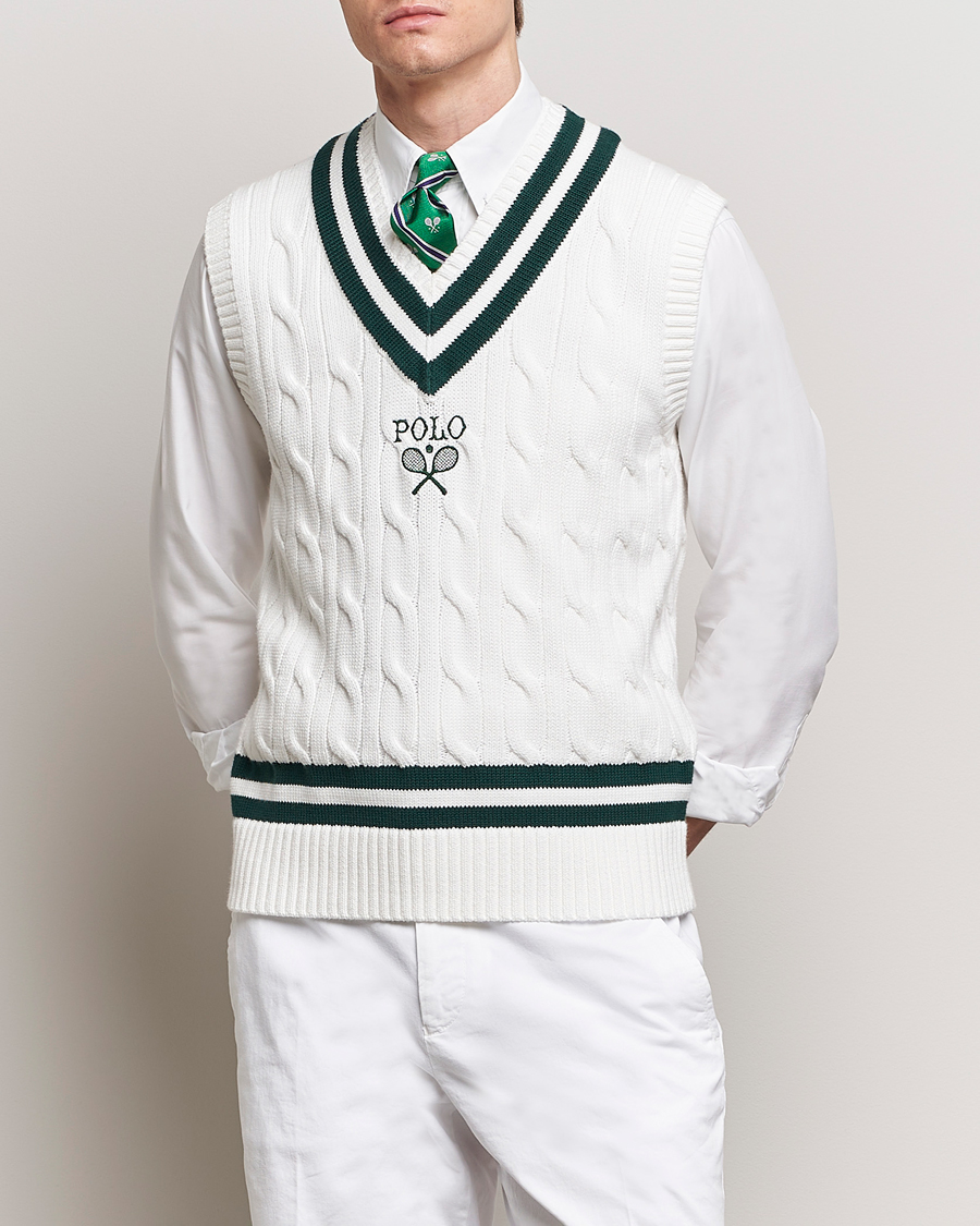 Herr | Tröjor | Polo Ralph Lauren | Wimbledon Cricket Vest White/Moss Agate