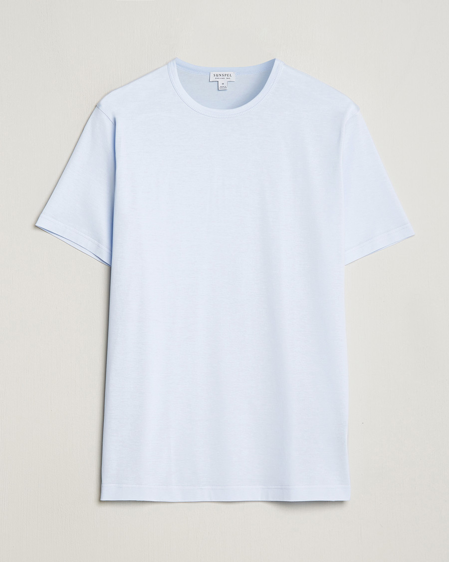 Herr | T-Shirts | Sunspel | Crew Neck Cotton Tee Light Blue