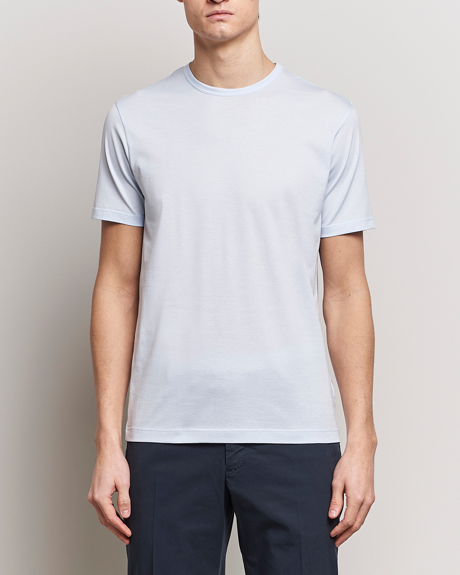 Herre | Sunspel | Sunspel | Crew Neck Cotton Tee Light Blue