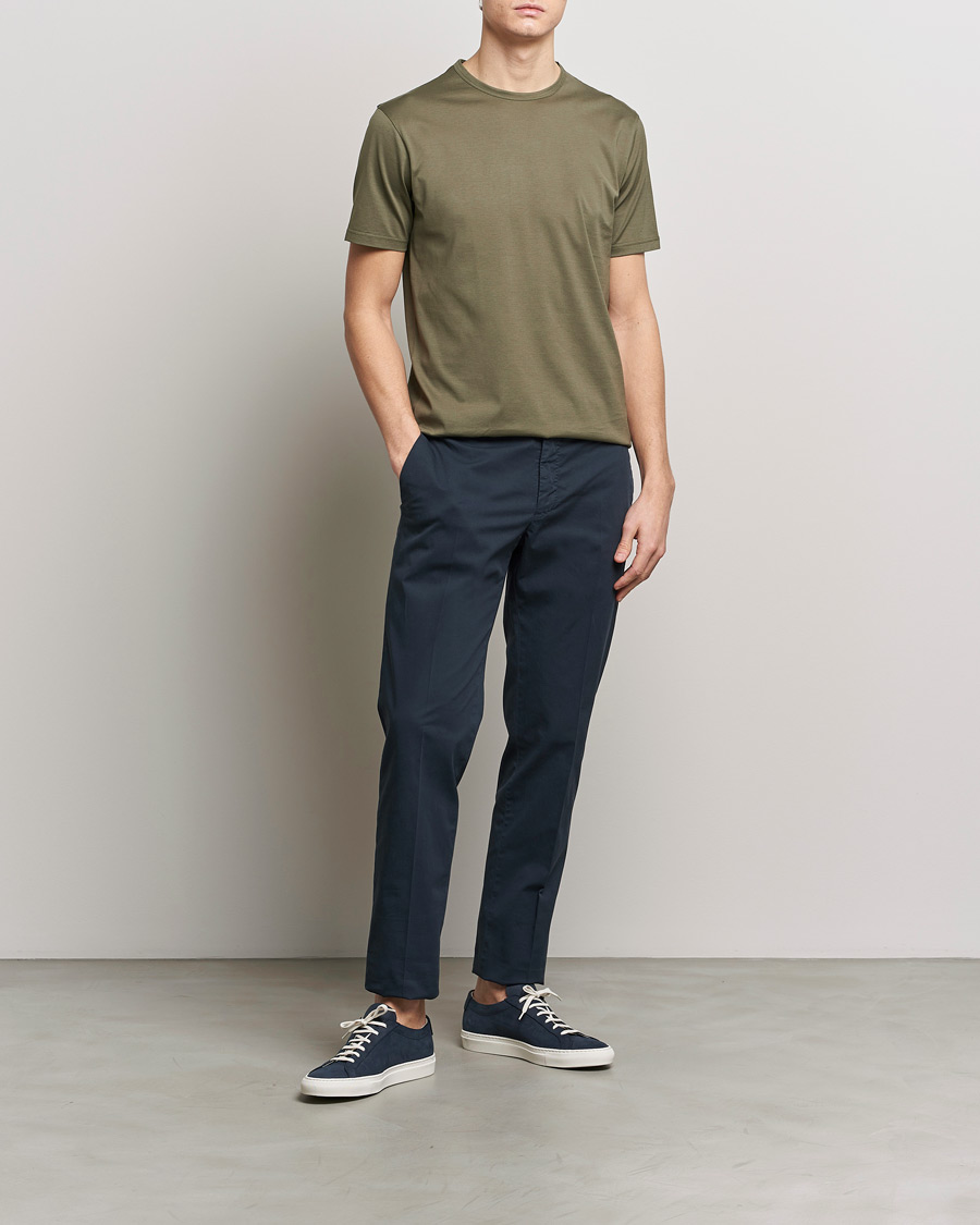 Herr | T-Shirts | Sunspel | Crew Neck Q82 Cotton T-Shirt Khaki