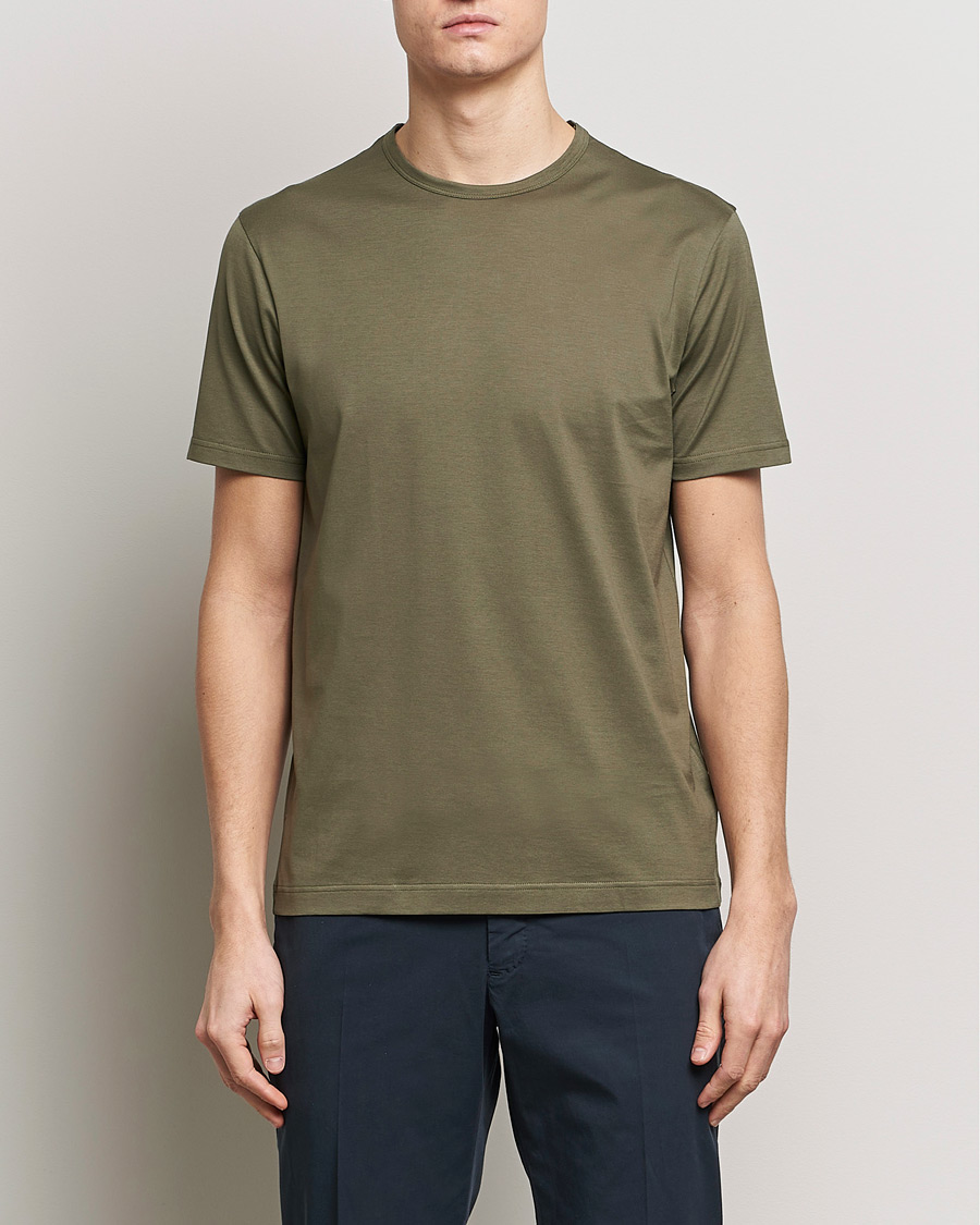 Herr | Kortärmade t-shirts | Sunspel | Crew Neck Cotton Tee Khaki