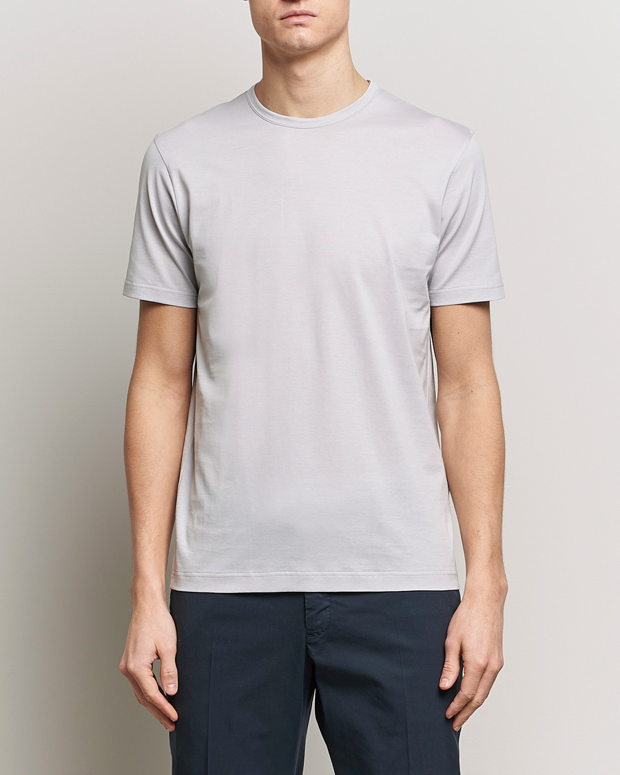 Herr | Kortärmade t-shirts | Sunspel | Crew Neck Cotton Tee Smoke
