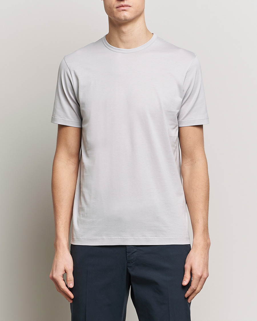 Herr | Best of British | Sunspel | Crew Neck Cotton Tee Smoke