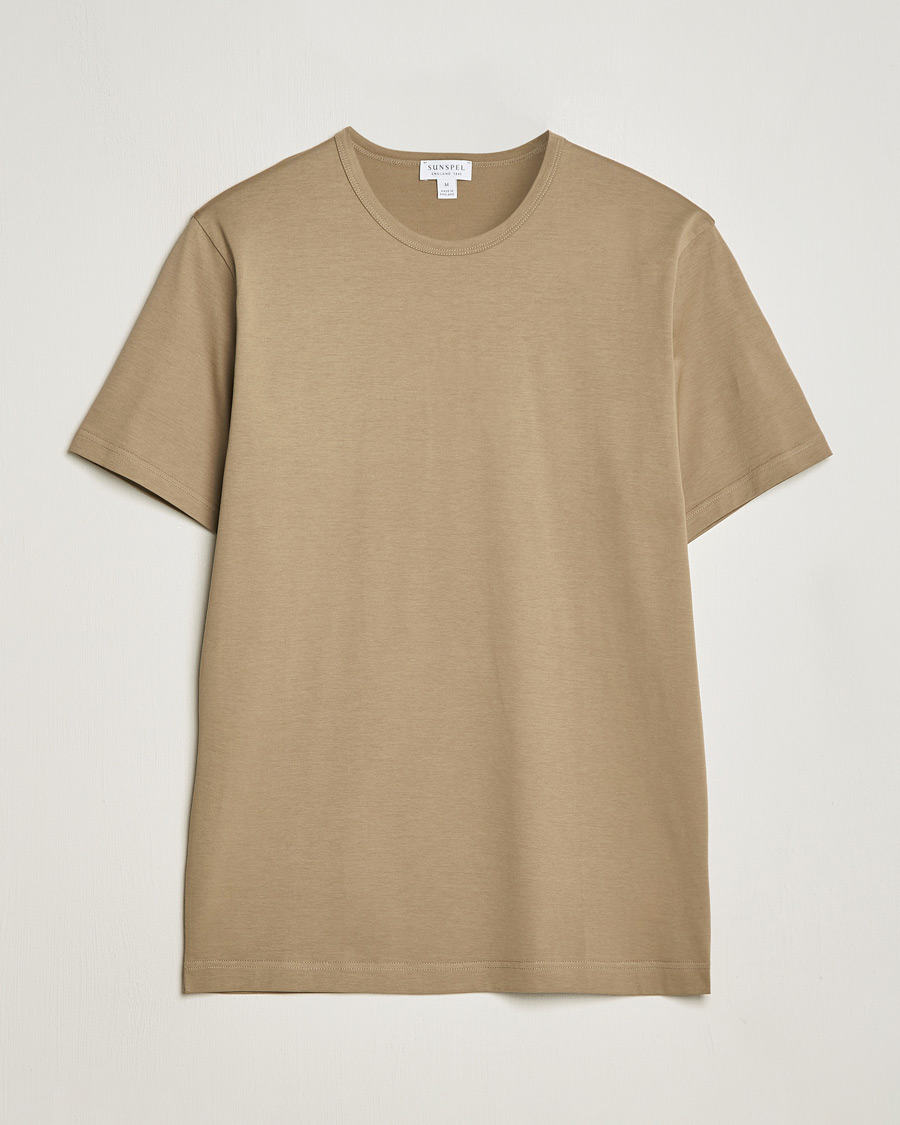 Herr | T-Shirts | Sunspel | Crew Neck Cotton Tee Dark Stone