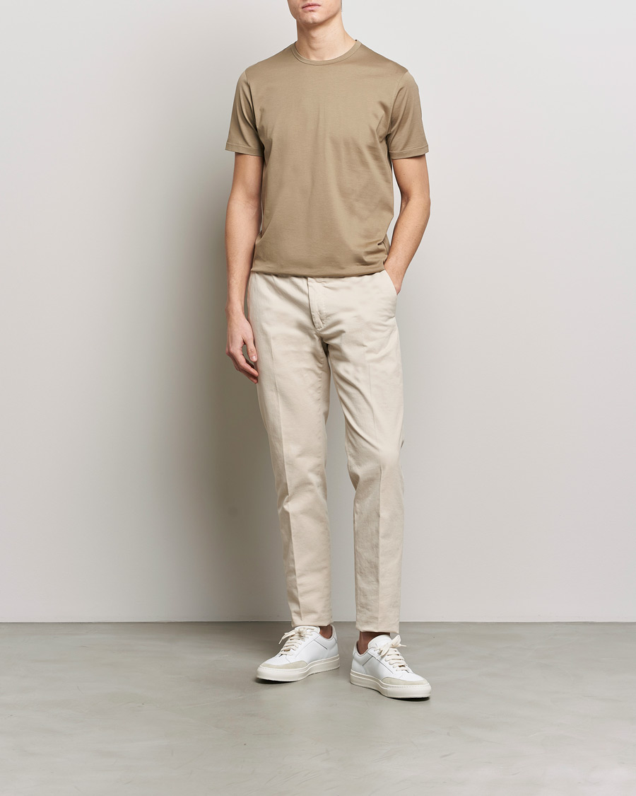Herr | T-Shirts | Sunspel | Crew Neck Cotton Tee Dark Stone