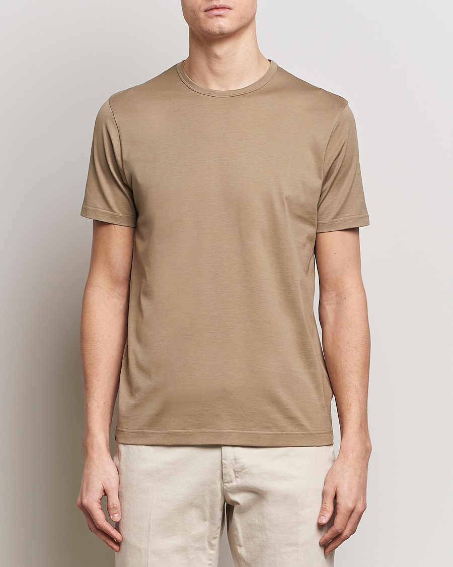 Herr | Kortärmade t-shirts | Sunspel | Crew Neck Cotton Tee Dark Stone