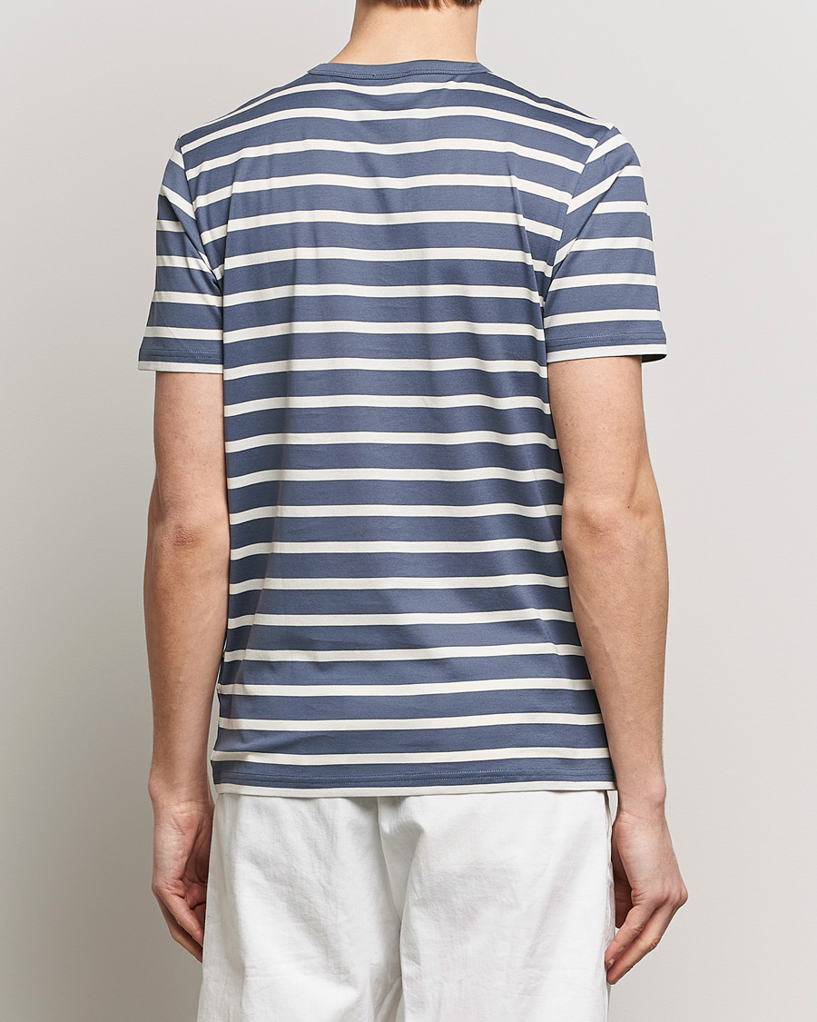 Herr | T-Shirts | Sunspel | Striped Crew Neck Cotton Tee Slate Blue
