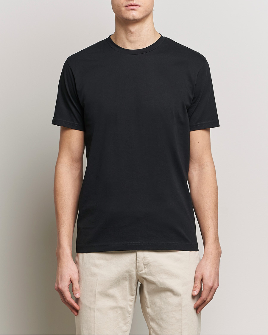 Herr | Kortärmade t-shirts | Sunspel | Riviera Midweight Tee Black