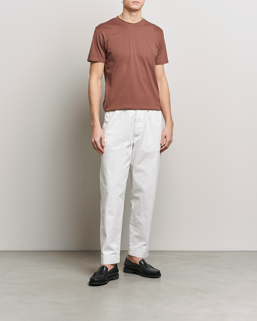 Herr | T-Shirts | Sunspel | Riviera Midweight Tee Brown