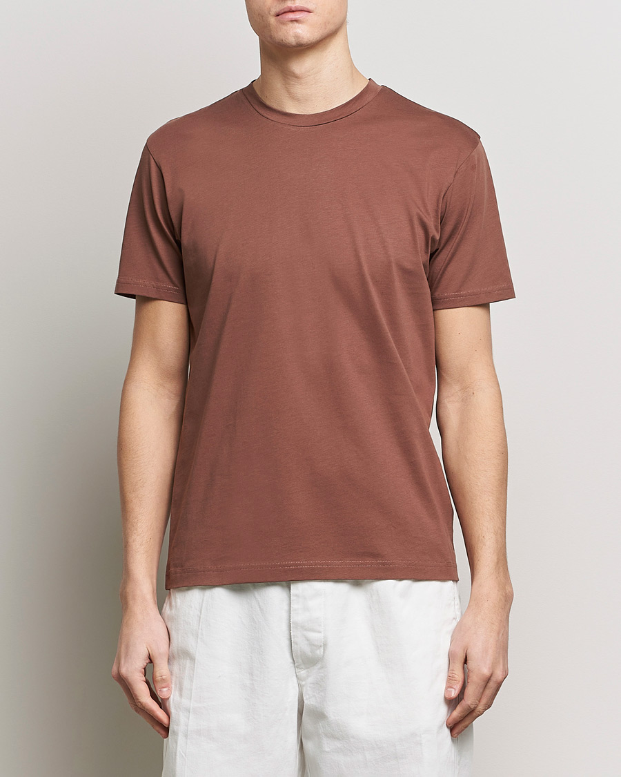 Herr | Kortärmade t-shirts | Sunspel | Riviera Midweight Tee Brown