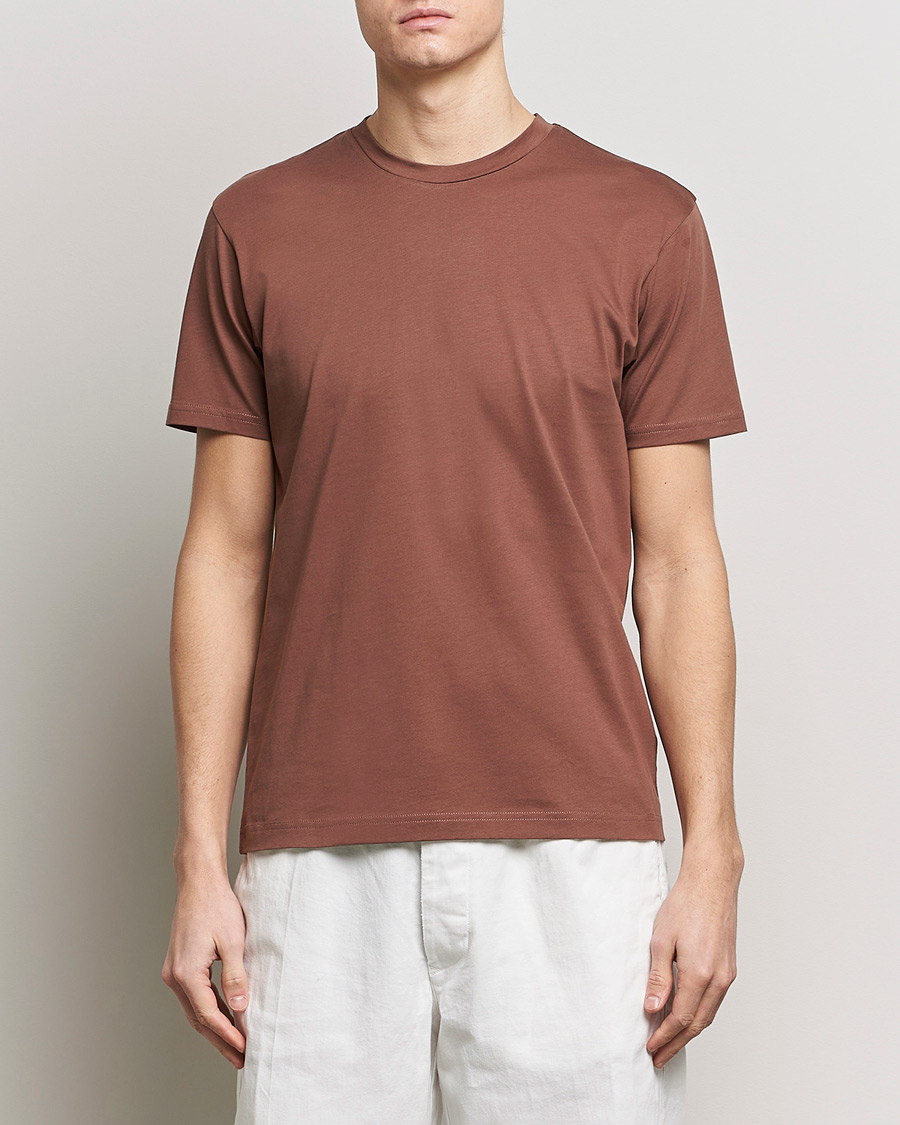 Herre | T-Shirts | Sunspel | Riviera Midweight Tee Brown