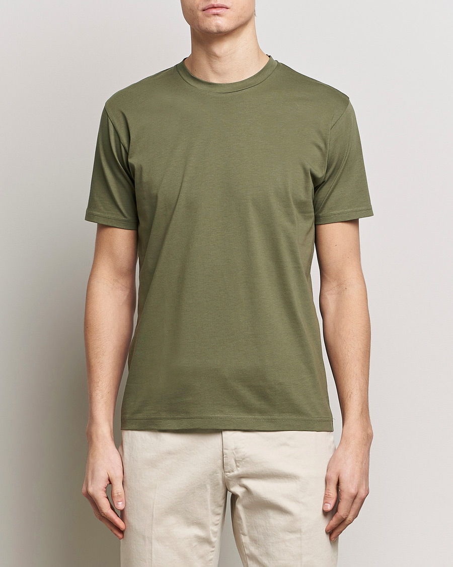 Herr | Kortärmade t-shirts | Sunspel | Riviera Midweight Tee Khaki