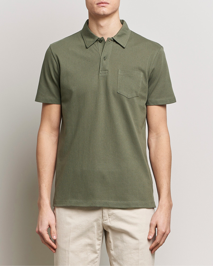 Herr | Kortärmade pikéer | Sunspel | Riviera Polo Shirt Khaki