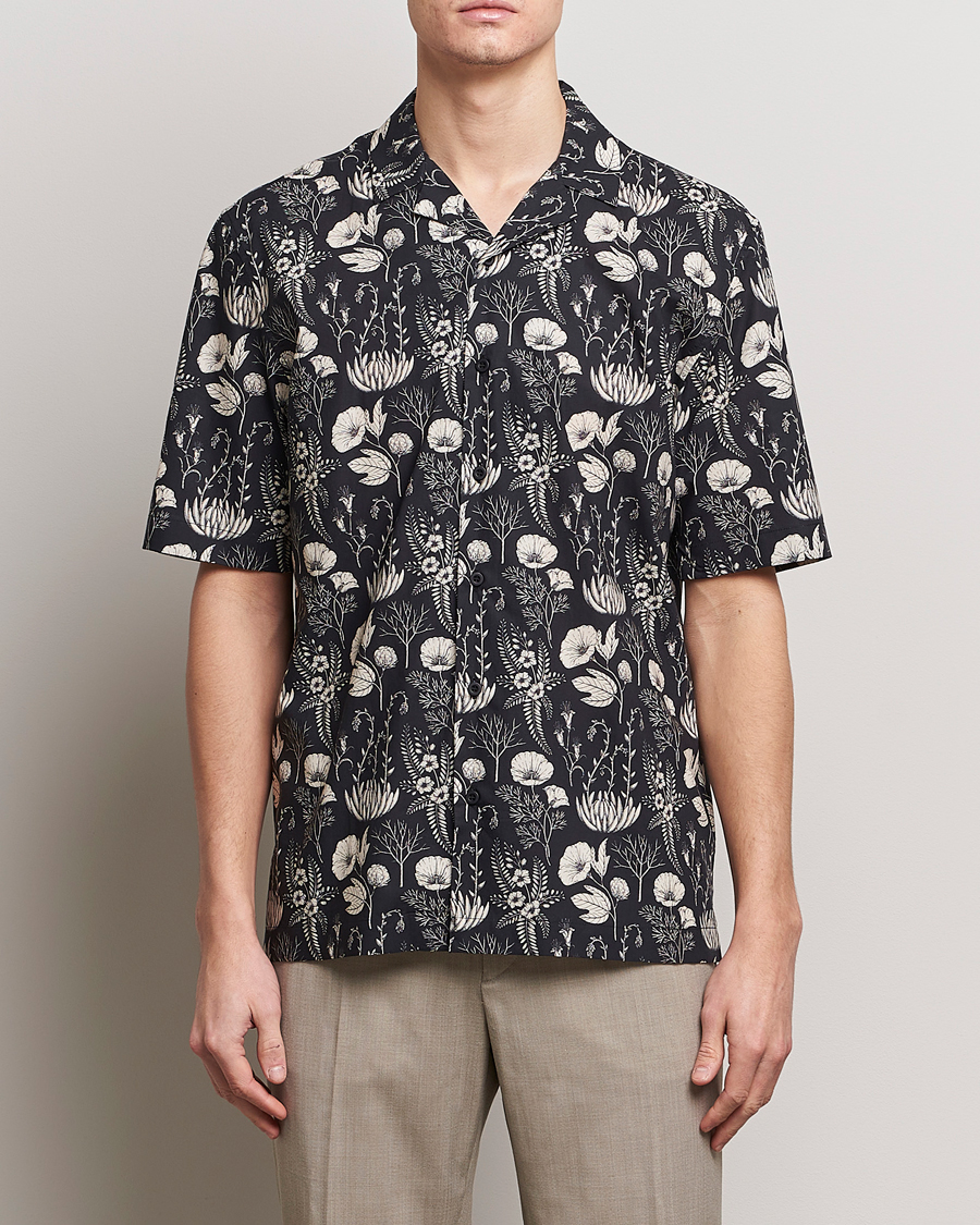 Herr | Sunspel | Sunspel | Katie Scott Short Sleeve Printed Resort Shirt Black