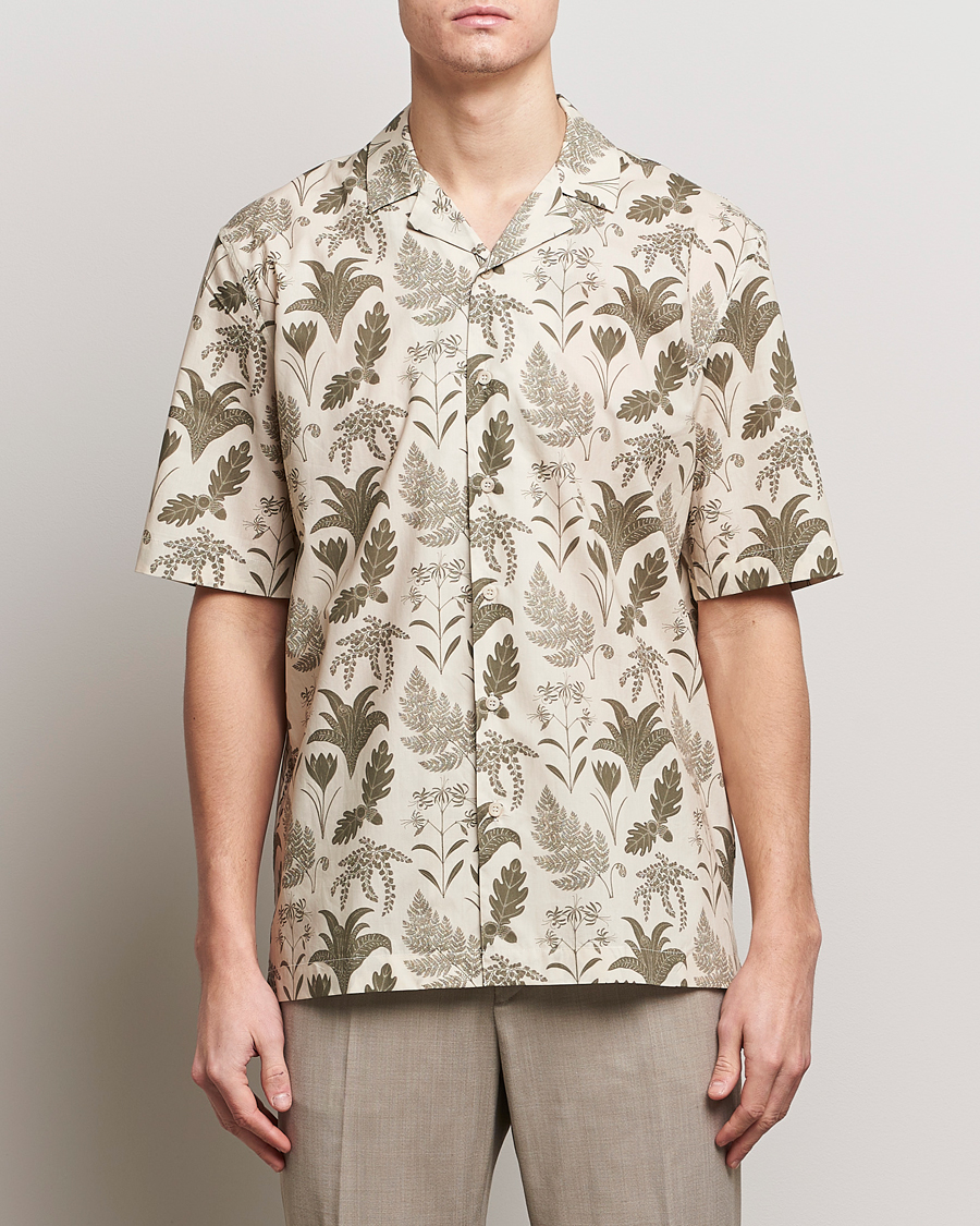 Men | Sunspel | Sunspel | Katie Scott Short Sleeve Printed Resort Shirt Ecru