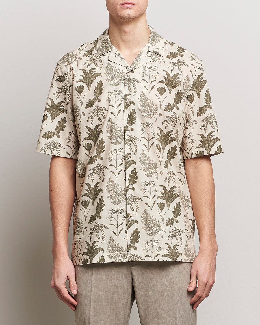 Herr | Best of British | Sunspel | Katie Scott Short Sleeve Printed Resort Shirt Ecru