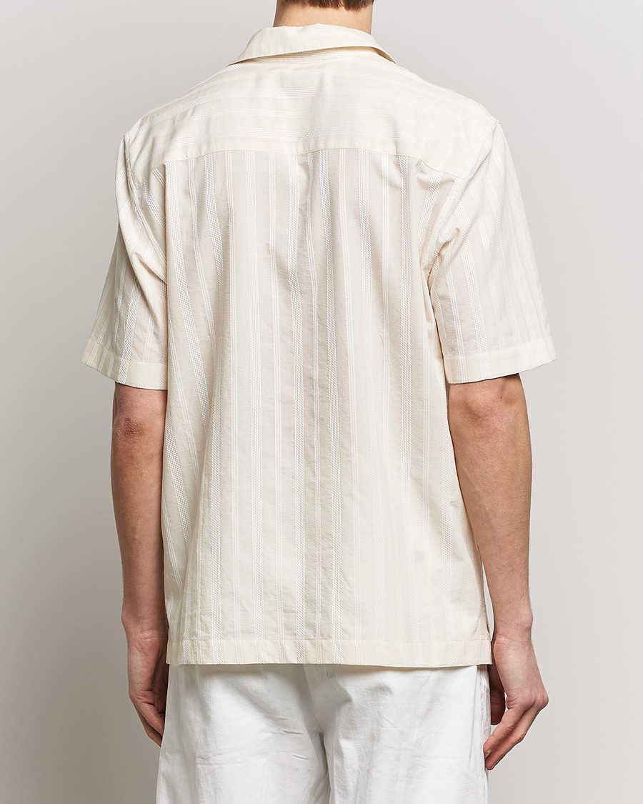 Herr | Skjortor | Sunspel | Embroidered Striped Short Sleeve Shirt Ecru