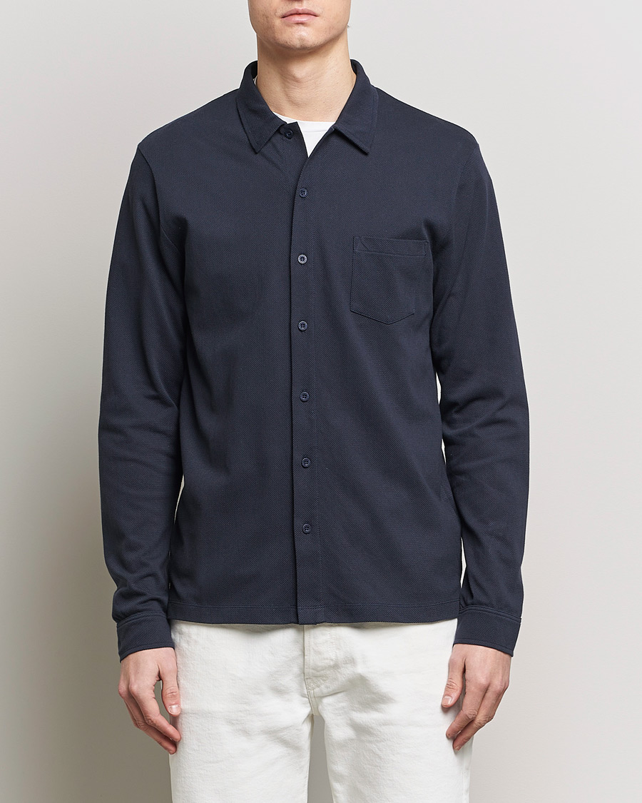 Herr | Kläder | Sunspel | Riviera Long Sleeve Shirt Navy