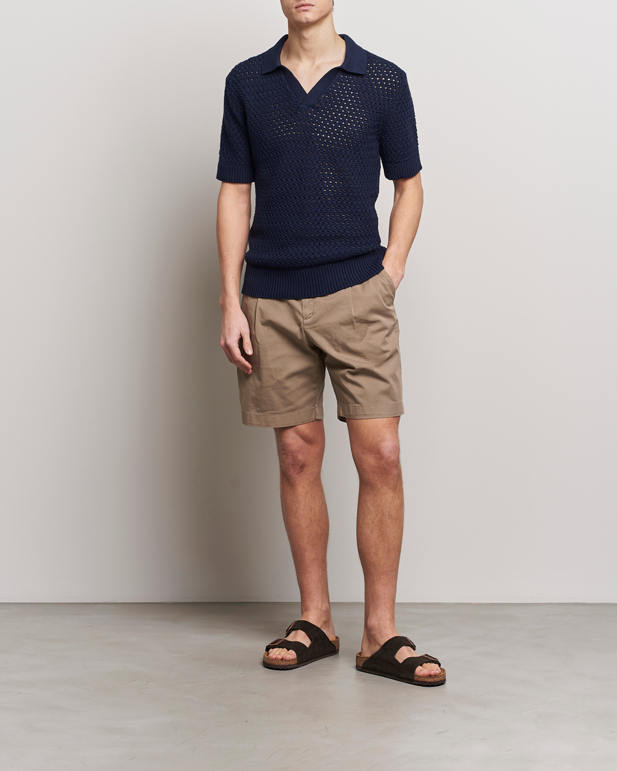 Herr | Tröjor | Sunspel | Chunky Knit Polo Navy
