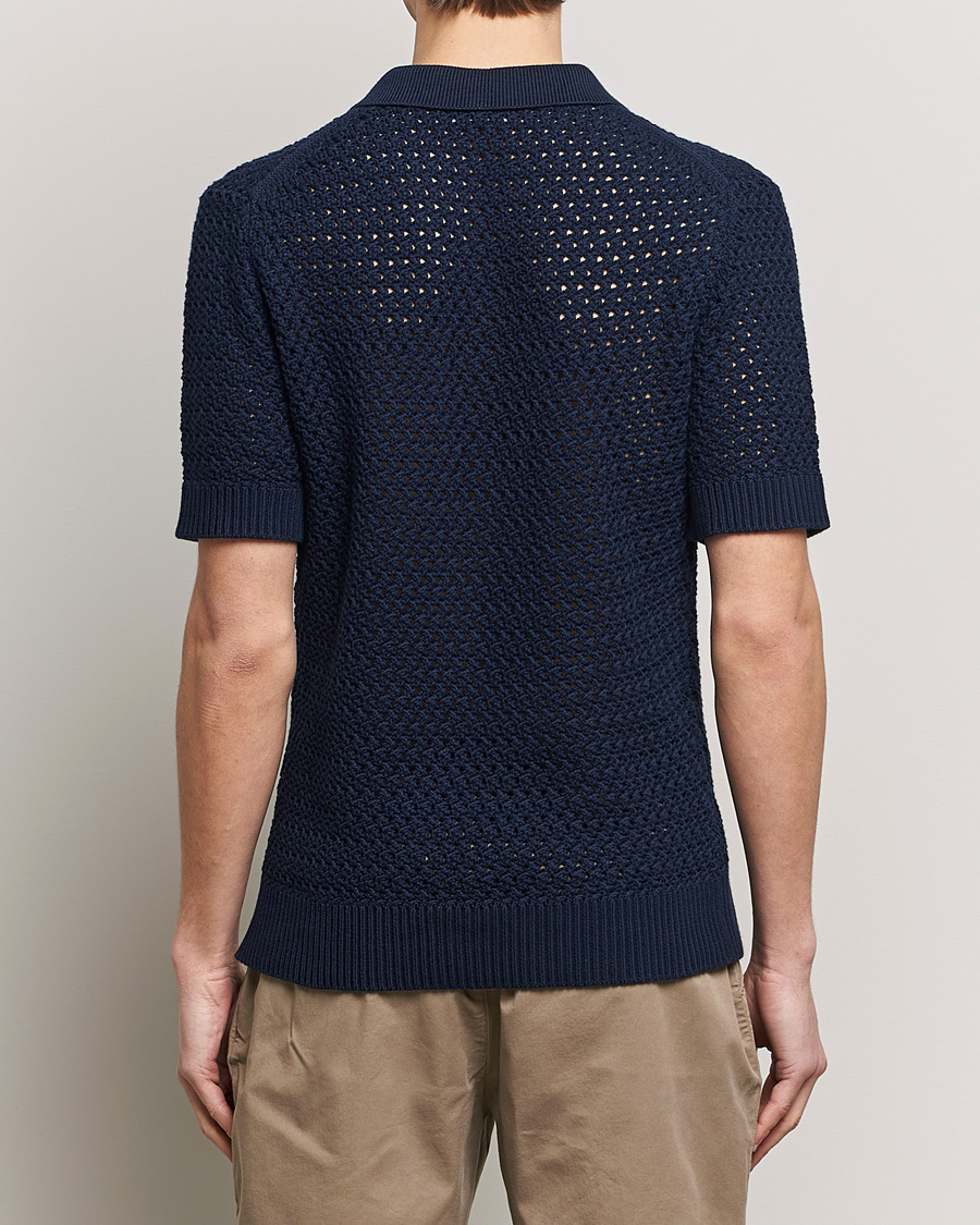 Herr | Tröjor | Sunspel | Chunky Knit Polo Navy