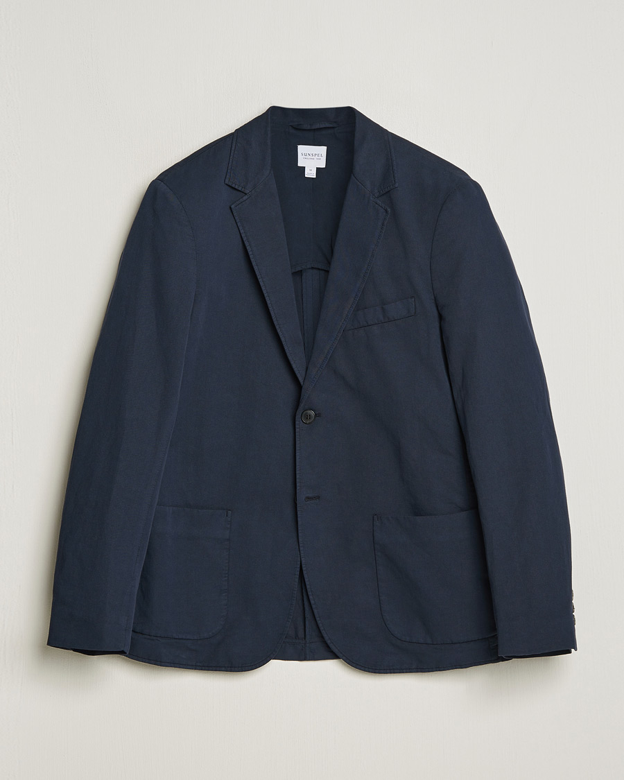 Herr | Kavajer | Sunspel | Unconstructed Cotton/Linen Blazer Navy