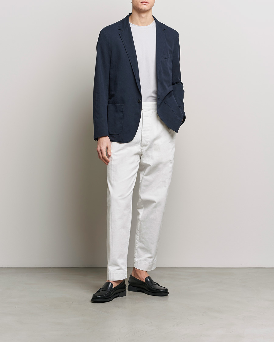 Herr | Kavajer | Sunspel | Unconstructed Cotton/Linen Blazer Navy