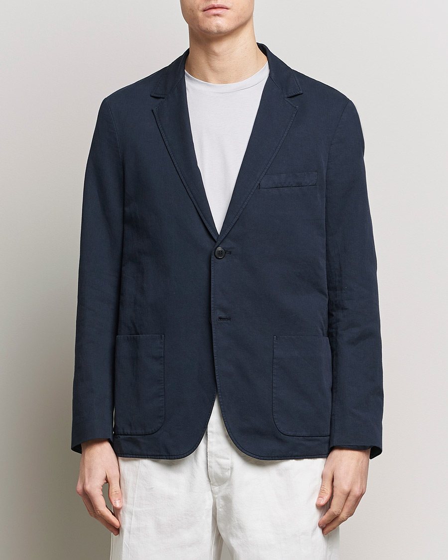 Herr | Kavajer | Sunspel | Unconstructed Cotton/Linen Blazer Navy