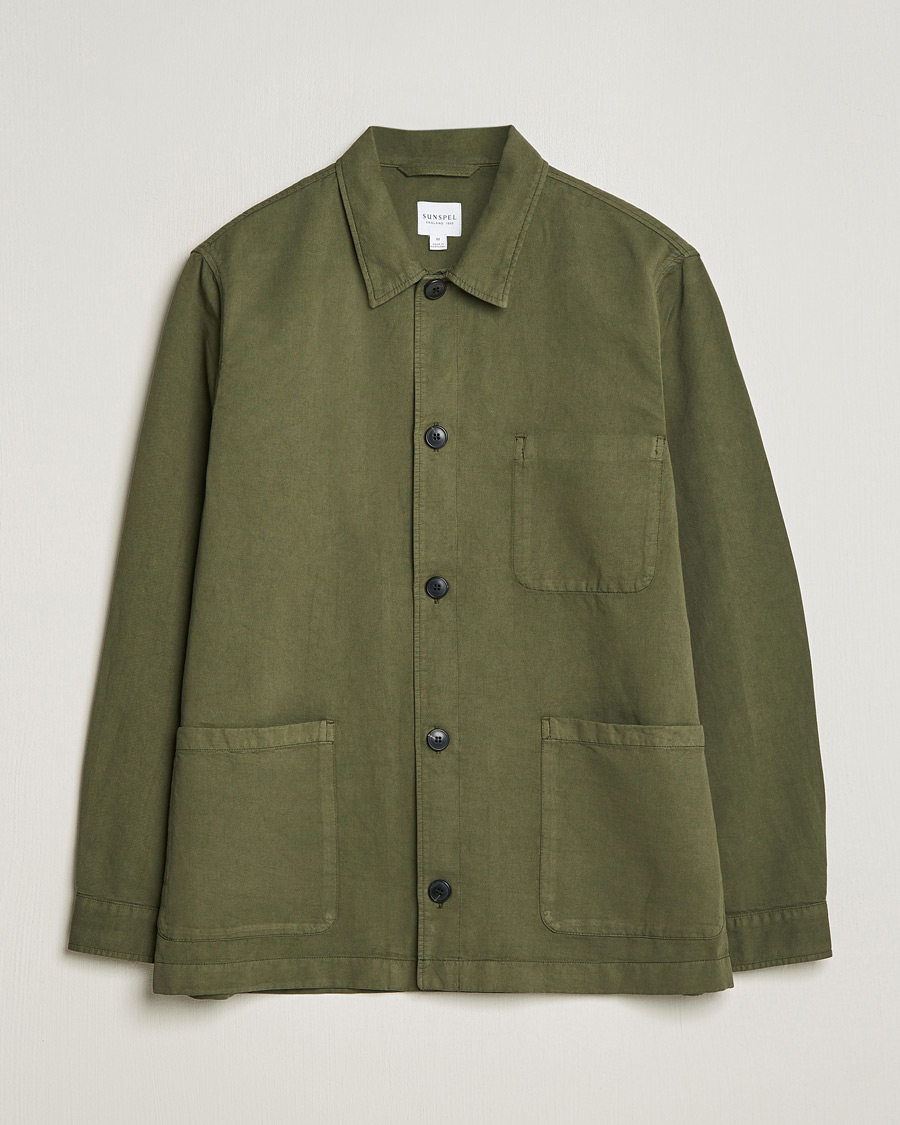 Herr | Skjortor | Sunspel | Twin Pocket Cotton/Linen Jacket Khaki