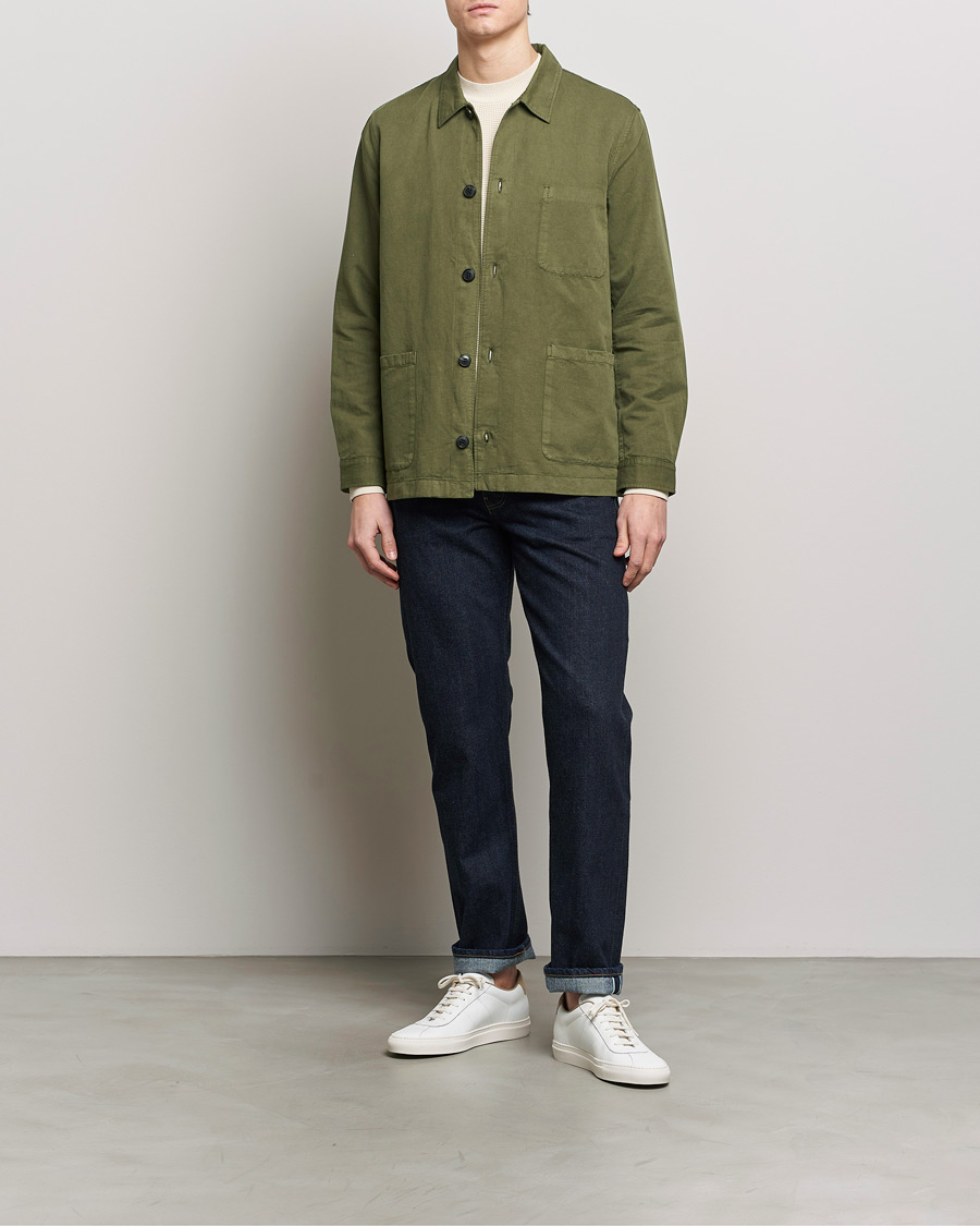 Herr | Skjortor | Sunspel | Twin Pocket Cotton/Linen Jacket Khaki