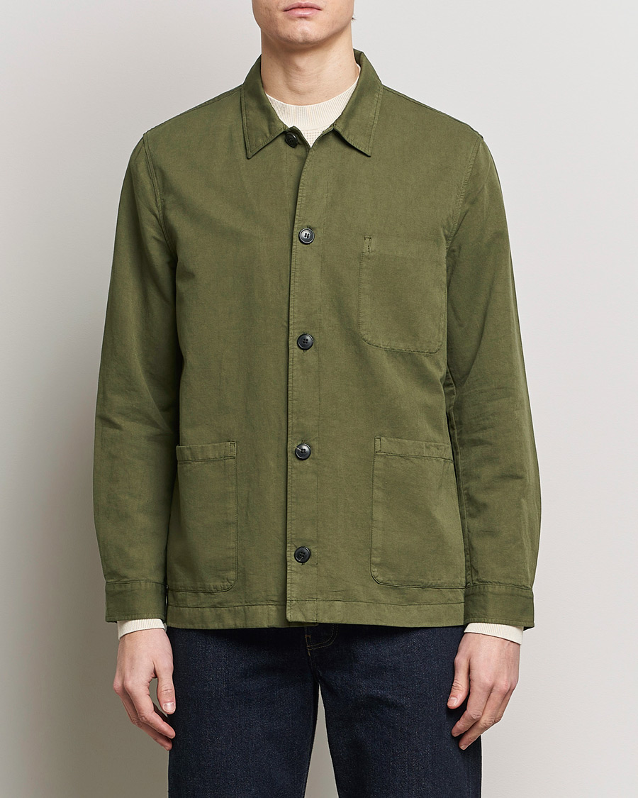 Herr | Overshirts | Sunspel | Twin Pocket Cotton/Linen Jacket Khaki