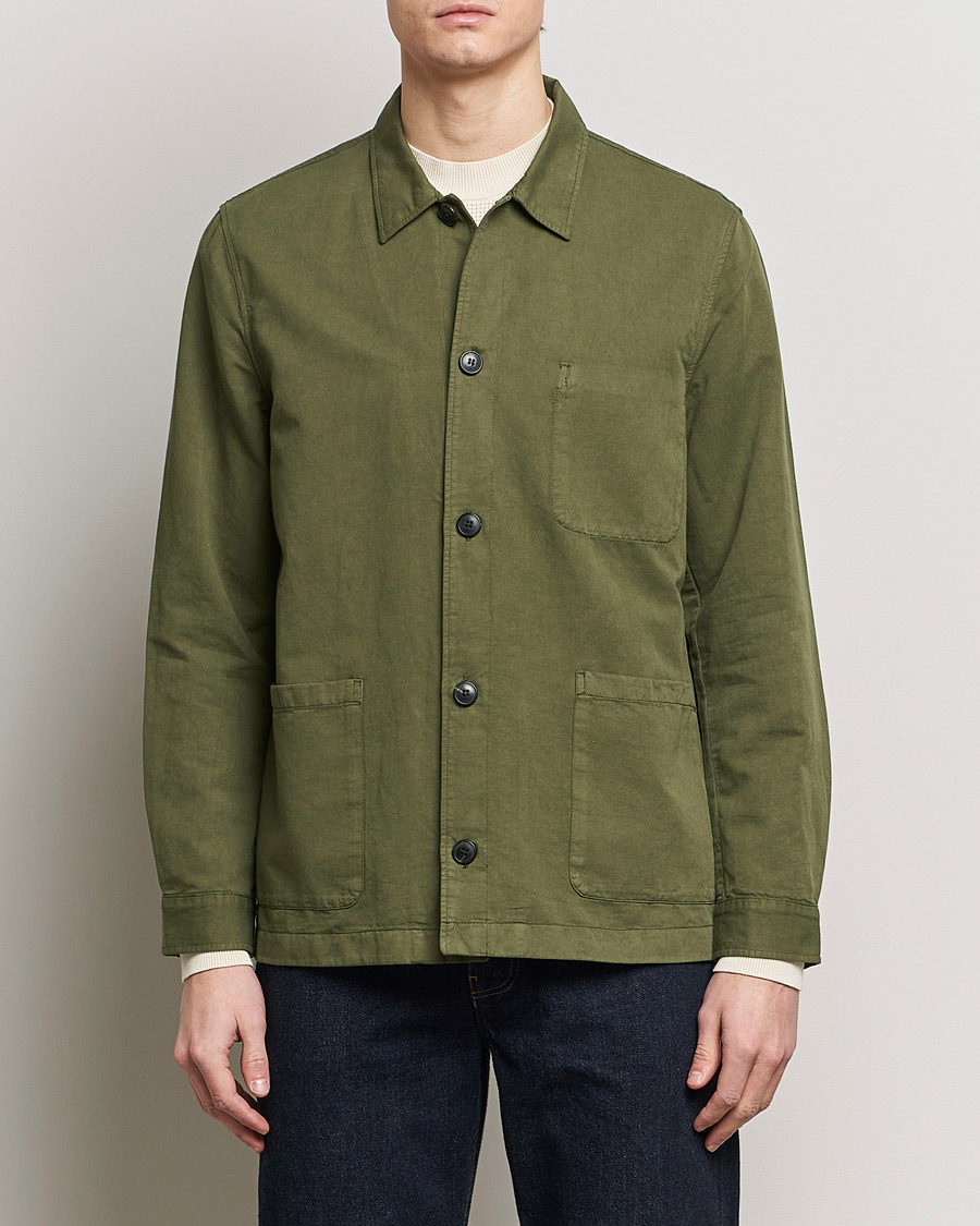 Herr | Skjortor | Sunspel | Twin Pocket Cotton/Linen Jacket Khaki