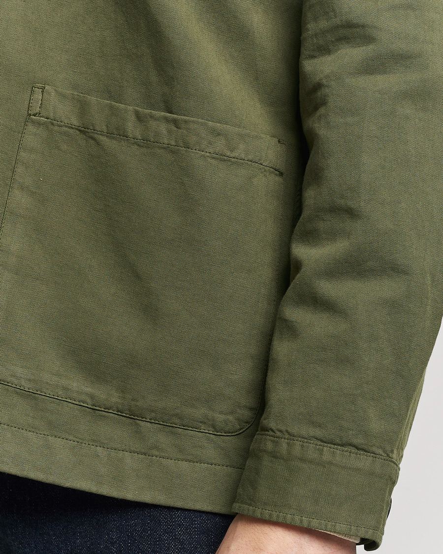 Herr | Skjortor | Sunspel | Twin Pocket Cotton/Linen Jacket Khaki